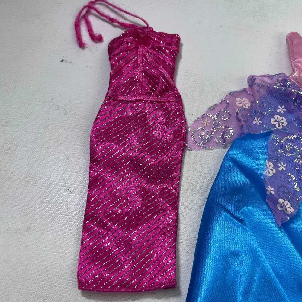 Mixed Doll Clothes Lot Pink Blue Ruffle Dress Skirt Pants Barbie Bratz Style 9pc